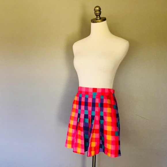 Pleated Short Skirt Size 6 TAIL Checks Side Zipper - Picture 4 of 9